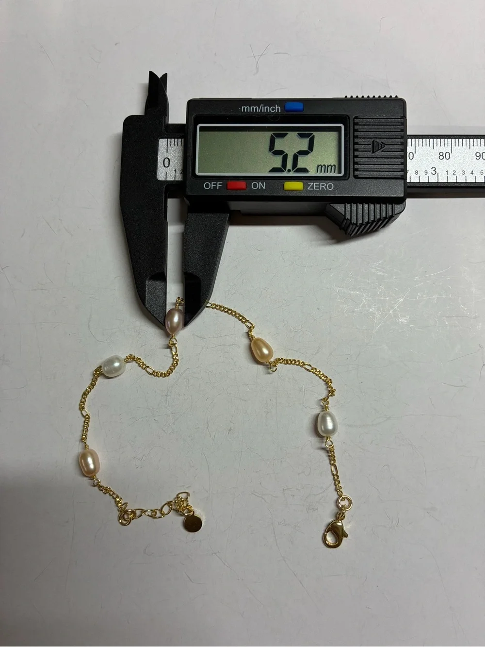 18K Gold Freshwater Pearl Stations Ankle Bracelet - Multicolor